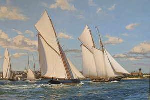 Leaving Nantucket, Bedouin and Fortuna Tack out of Nantucket 1890